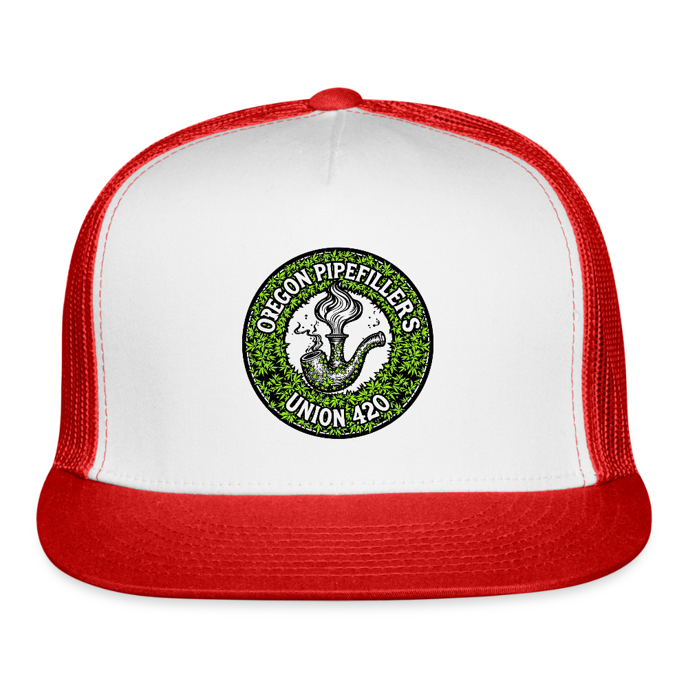OREGON PIPEFILLERS UNION LOCAL 420 Trucker Hat - white/red