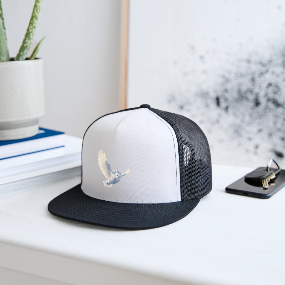 HOOTIE Camo Authentic Snapback Trucker Hat - white/black
