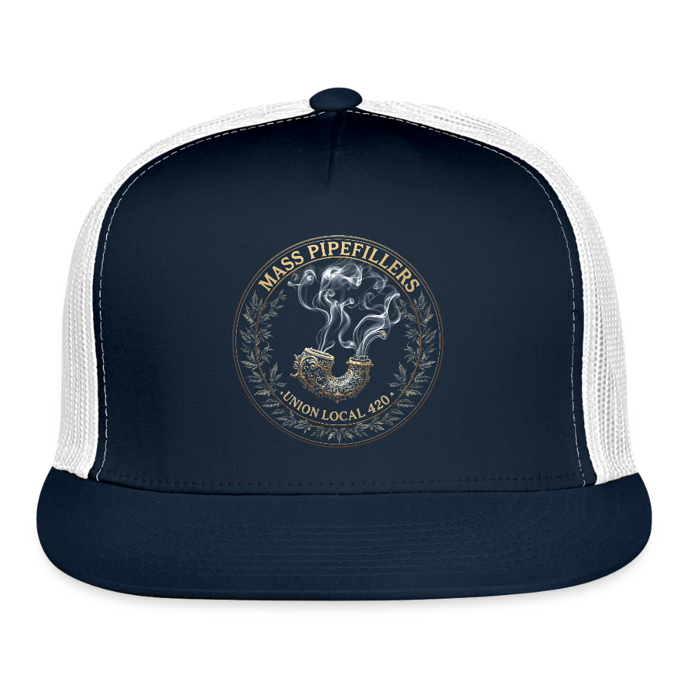 THE ORIGINAL MASS PIPEFILLERS UNION 420 Trucker Hat - navy/white