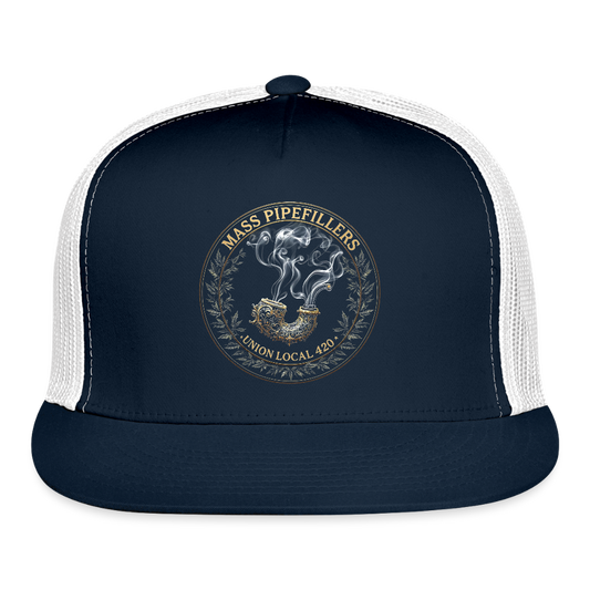 THE ORIGINAL MASS PIPEFILLERS UNION 420 Trucker Hat - navy/white