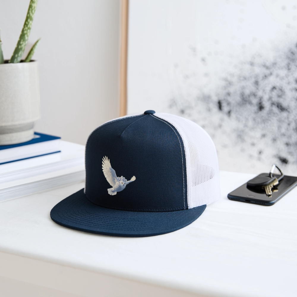 HOOTIE Camo Authentic Snapback Trucker Hat - navy/white