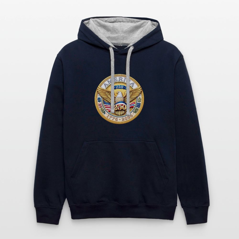 AMERICA 250 Contrast Hoodie - navy/heather gray