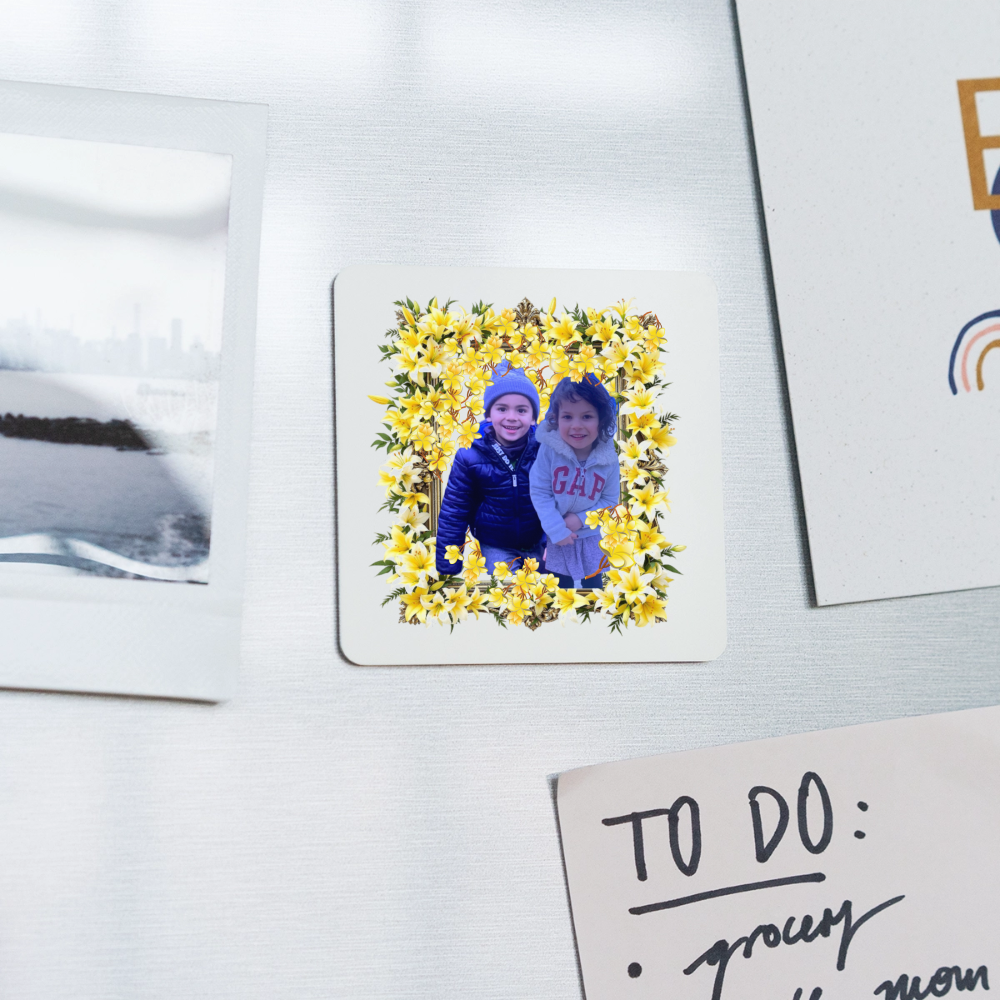 S B Square Magnet - white