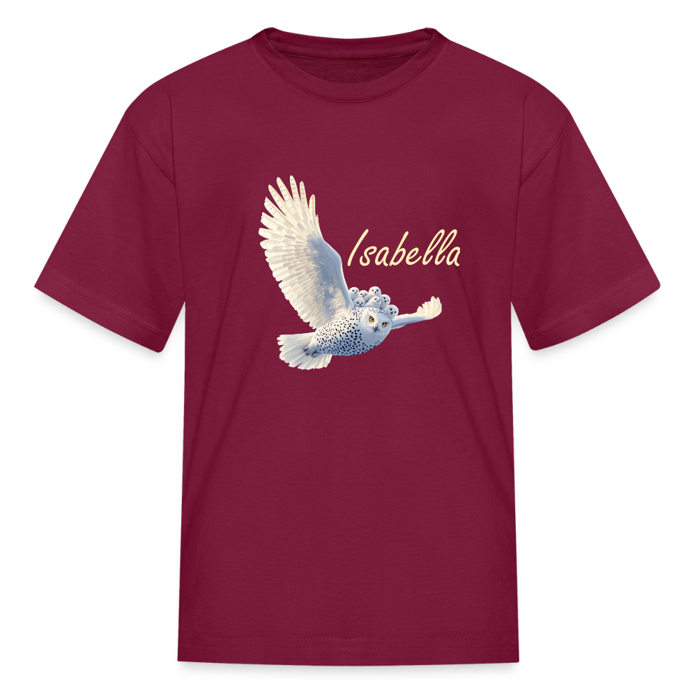 Isabella Snow Owl Kids' T-Shirt - burgundy