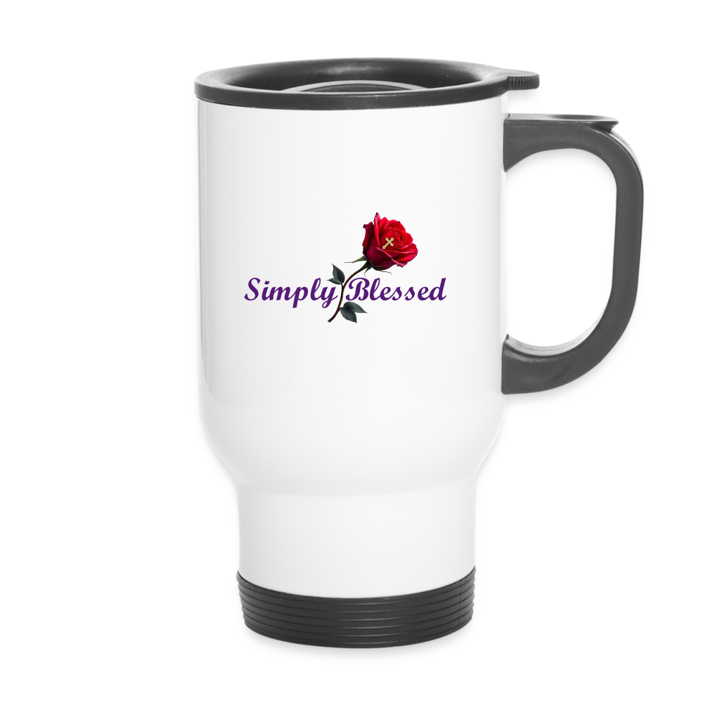 Simply Blessed Stainless Steel Travel Mug - white