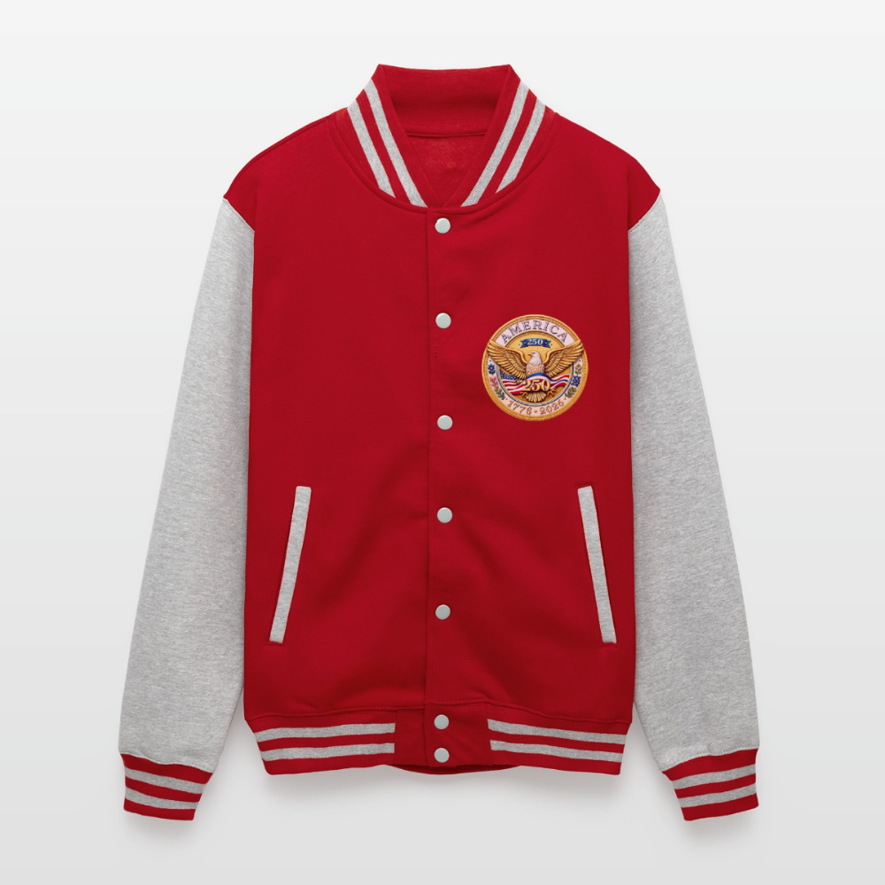 AMERICA 250 Unisex College Sweat Jacket - red/heather grey