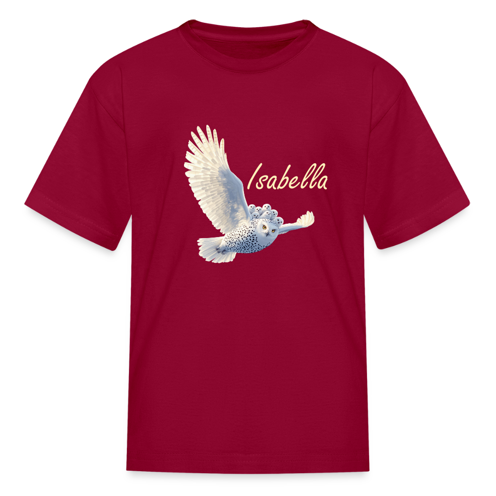 Isabella Snow Owl Kids' T-Shirt - dark red
