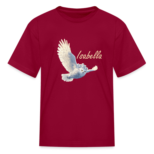 Isabella Snow Owl Kids' T-Shirt - dark red