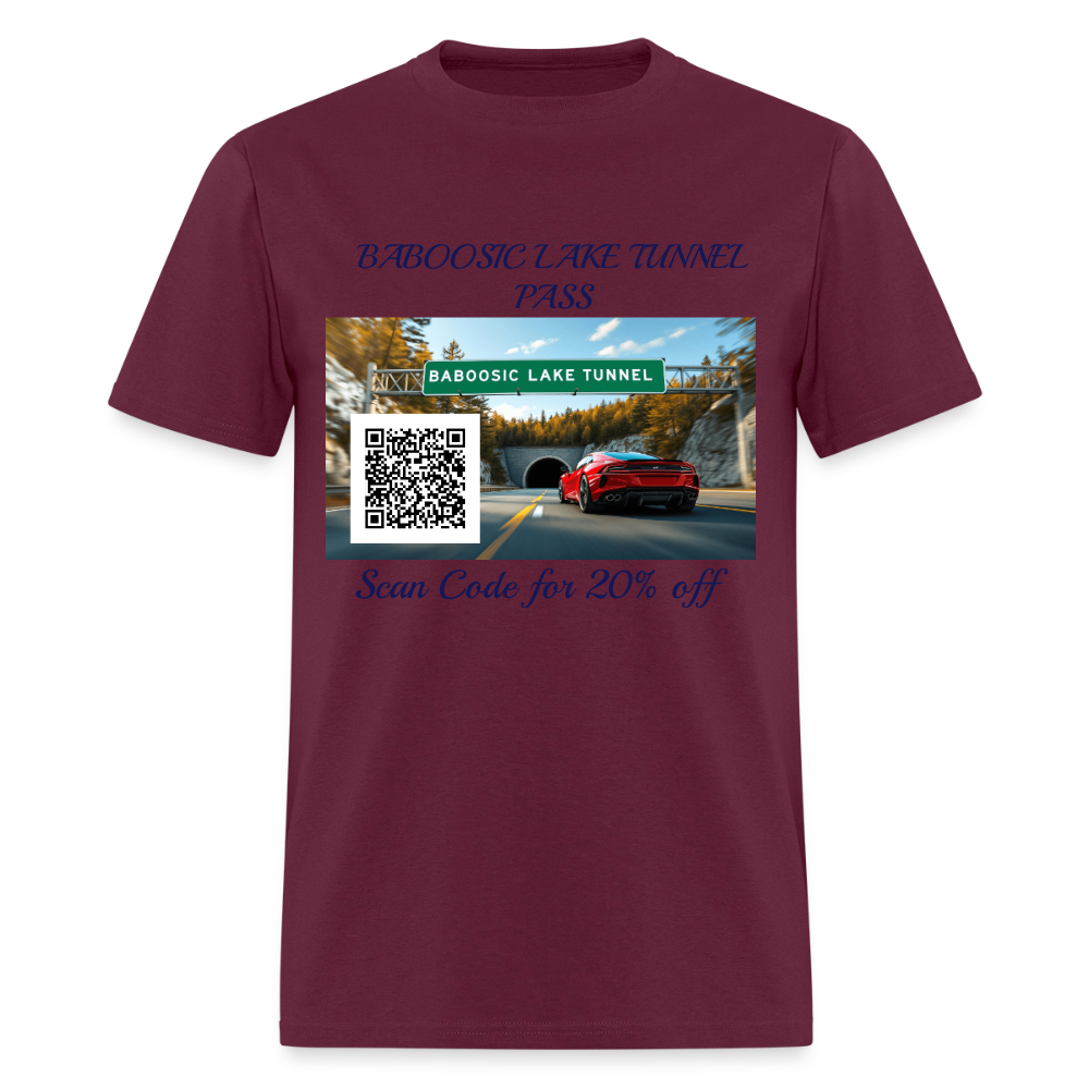 BABOOSIC LAKE TUNNEL PASS TEE - burgundy