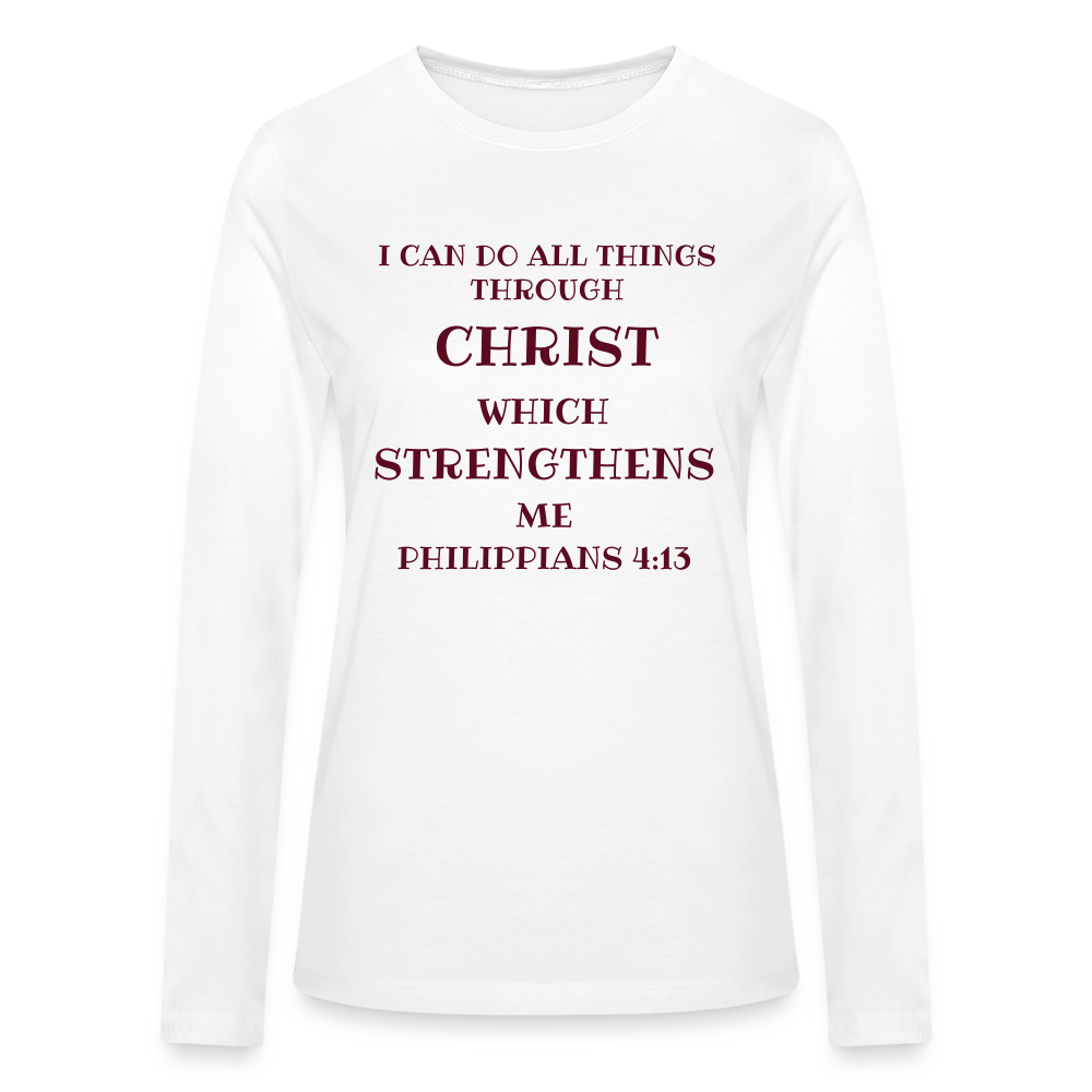 Philippians 4:13 tBella + Canvas Women's Long Sleeve T-Shirt - white