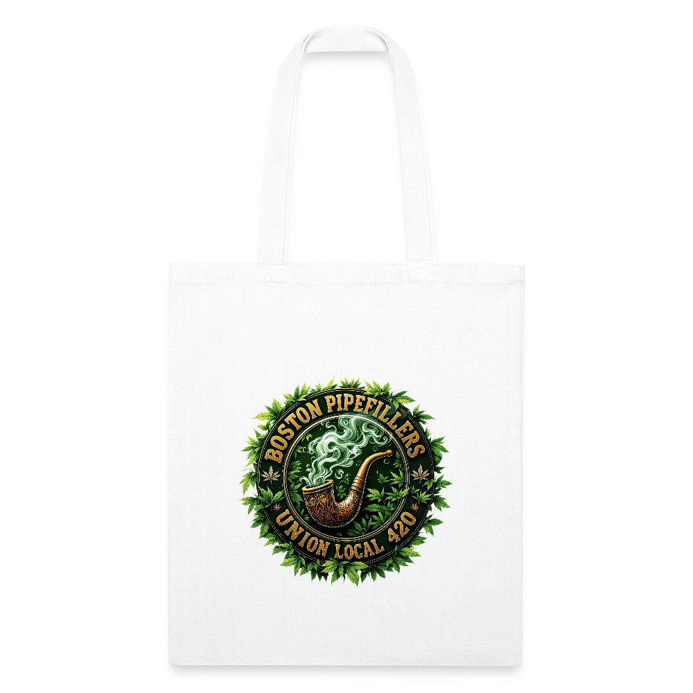 THE ORIGINAL BOSTON PIPEFILLERS UNION 420 Recycled Tote Bag - white