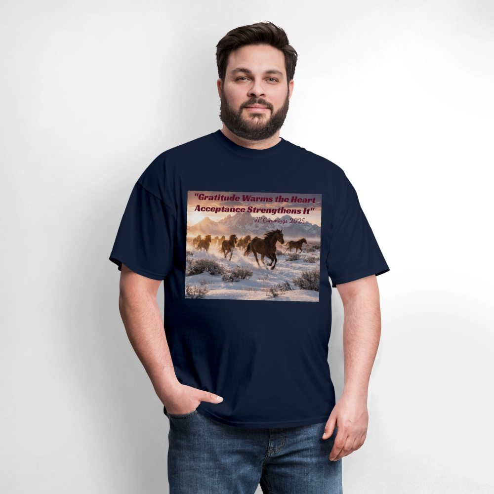 "GRATITUDE WARMS the HEART ACCEPTANCESTRENGHTENS It" JP Cummings 2025 - navy