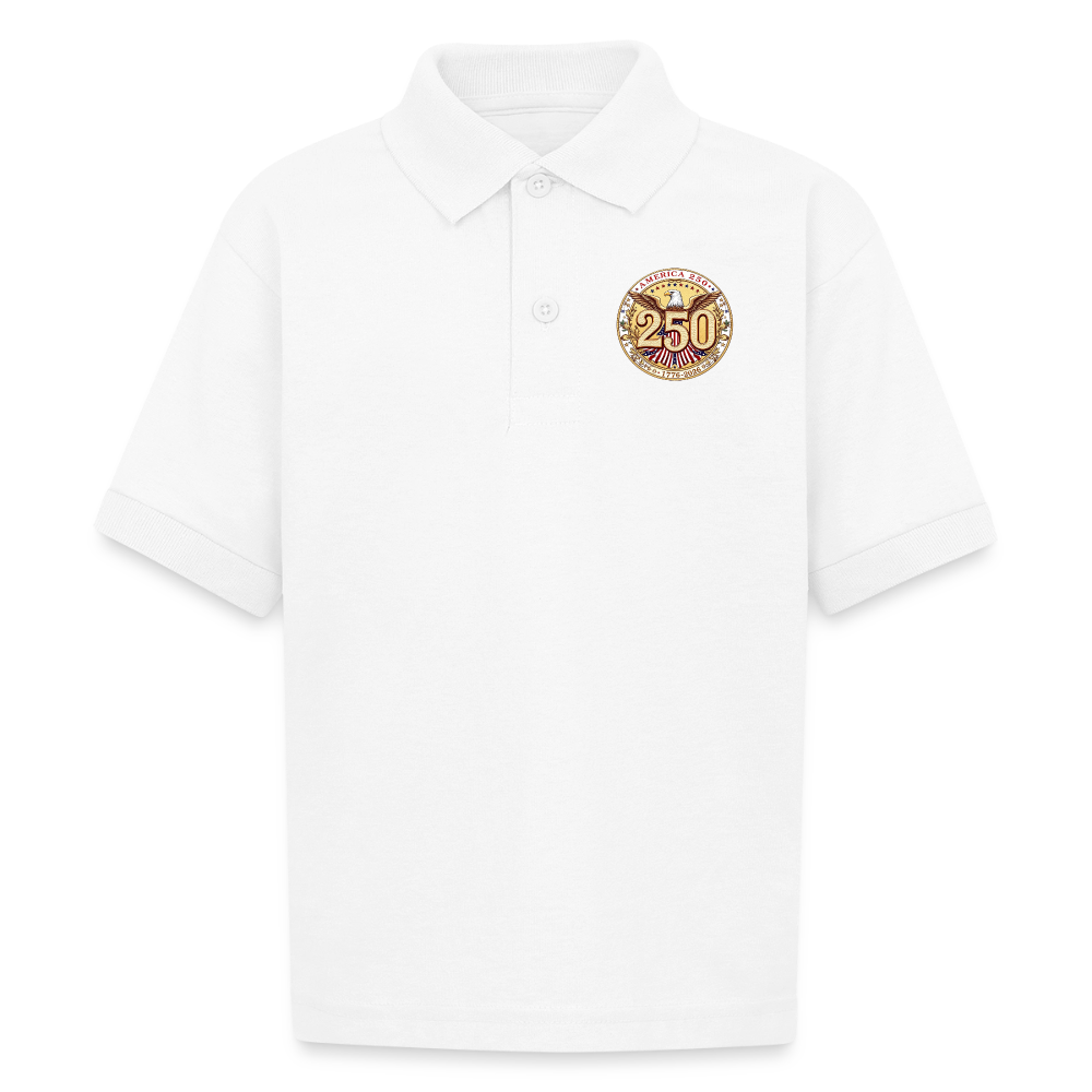 AMERICA 250 Gildan Kid's 50/50 Jersey Polo - white