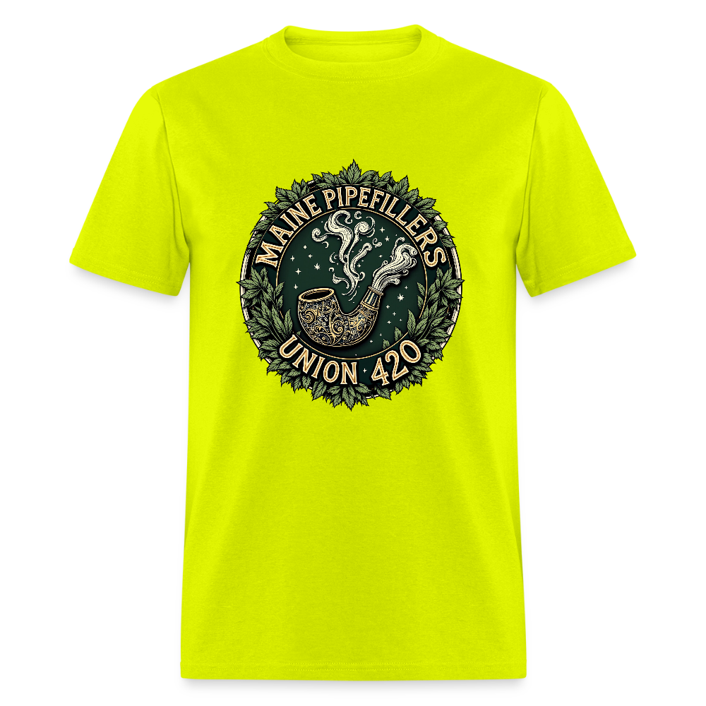 MAINE PIPEFILLERS UNION 420 TEE - safety green