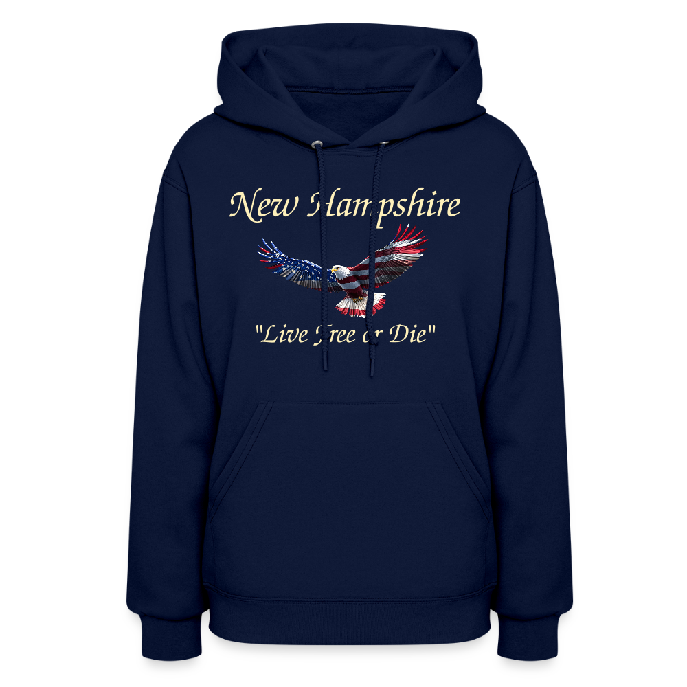 NH Live Free or Die Flying Eagle Women's Hoodie - navy
