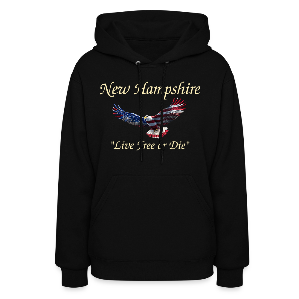 NH Live Free or Die Flying Eagle Women's Hoodie - black