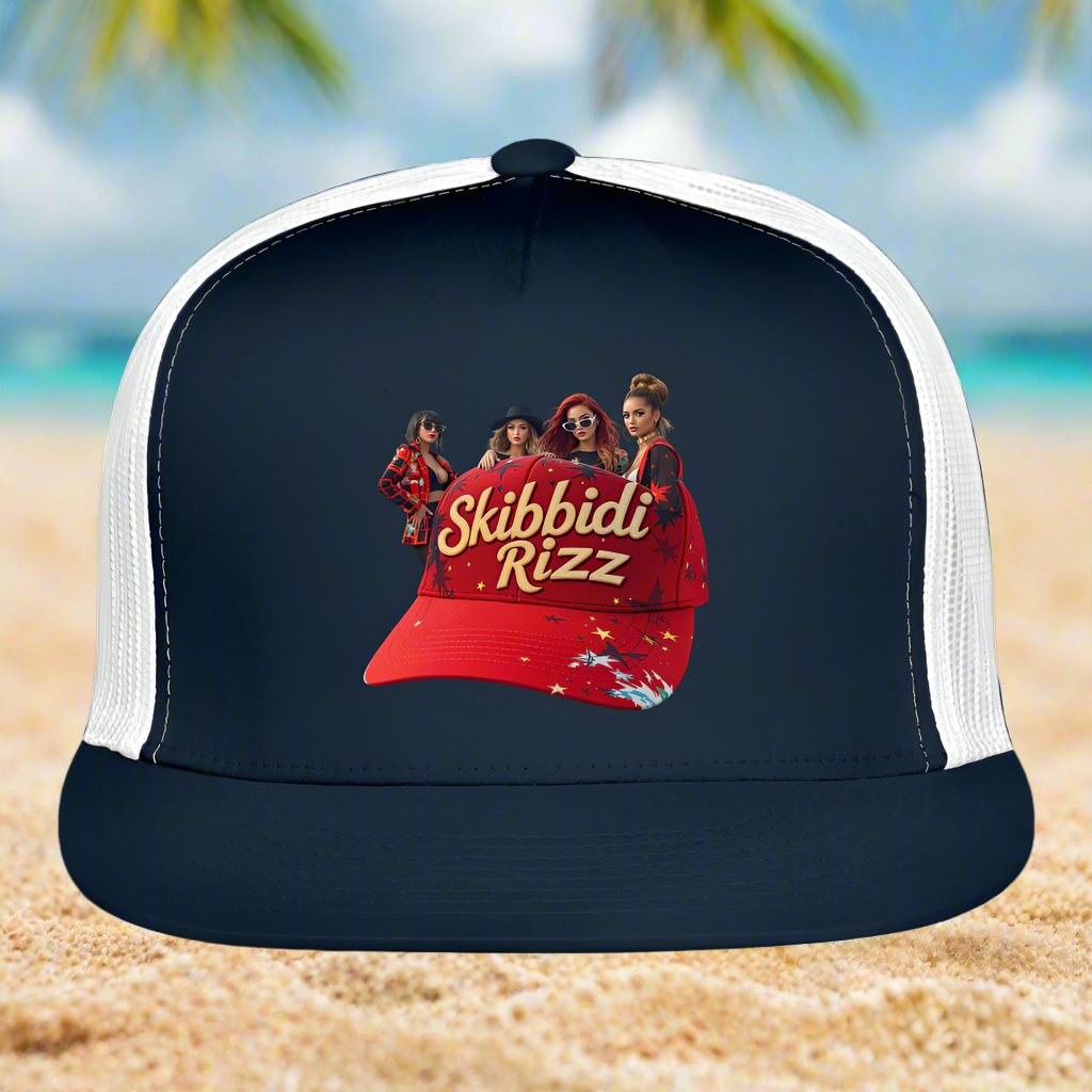 SKIBBIDI RIZZ Trucker Hat - navy/white