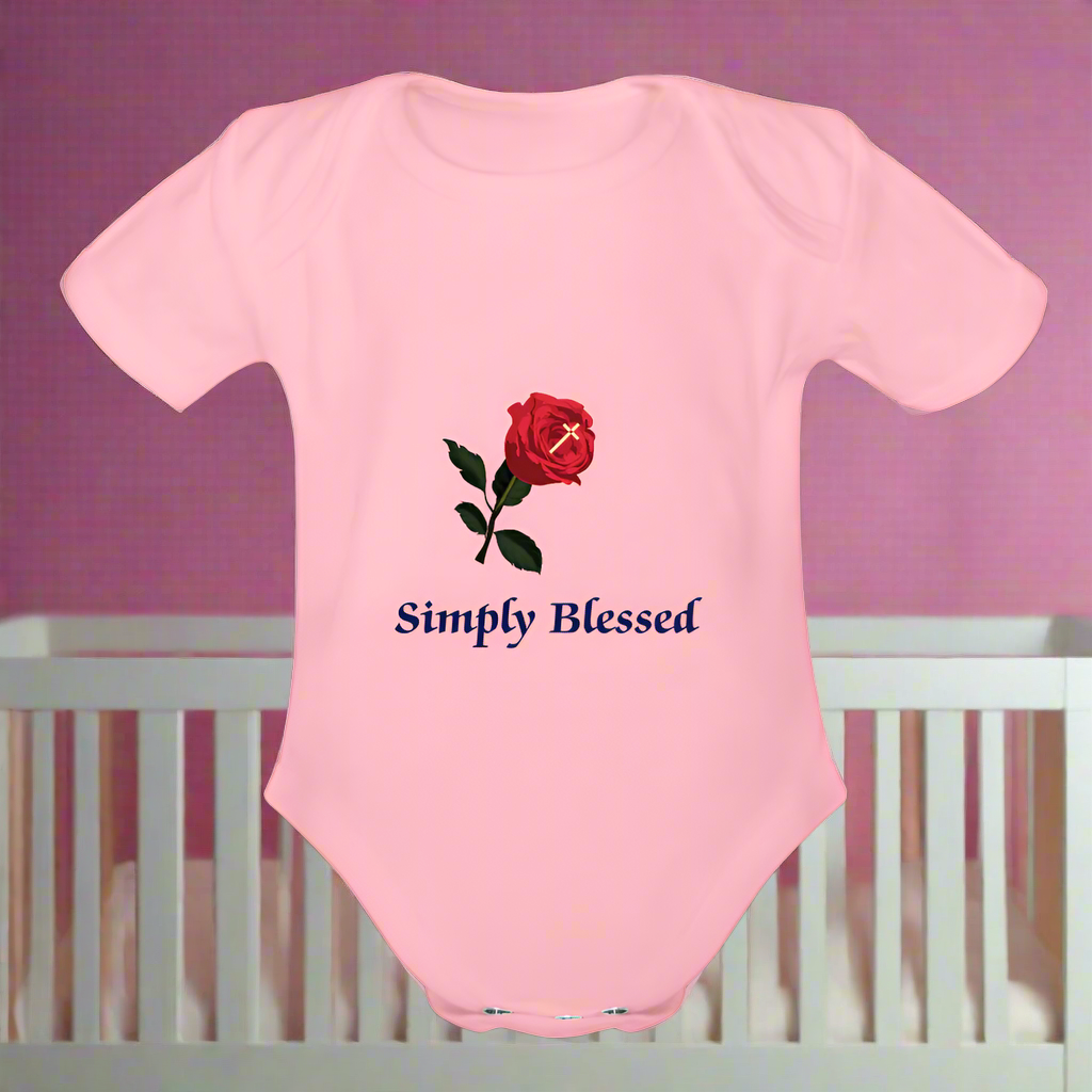 SIE CAPS SIMPLY LESSED Organic Short Sleeve Baby Bodysuit - light pink