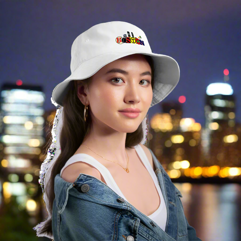 BOSTON SKYLINE Original Bucket Hat - white
