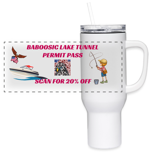 BABOOSIC LAKE TUNNEL PERMIT PASS 40 oz Travel Tumbler - white