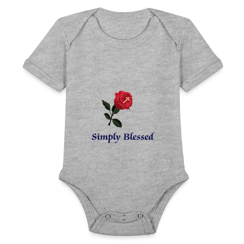 SIE CAPS SIMPLY LESSED Organic Short Sleeve Baby Bodysuit - heather grey