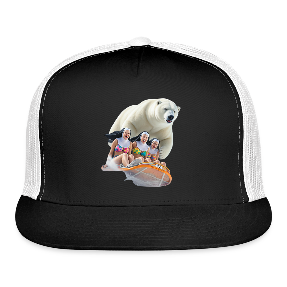 SKIBBIDI RIZZ SNOWBOARDIND NUN'S Trucker Hat - black/white