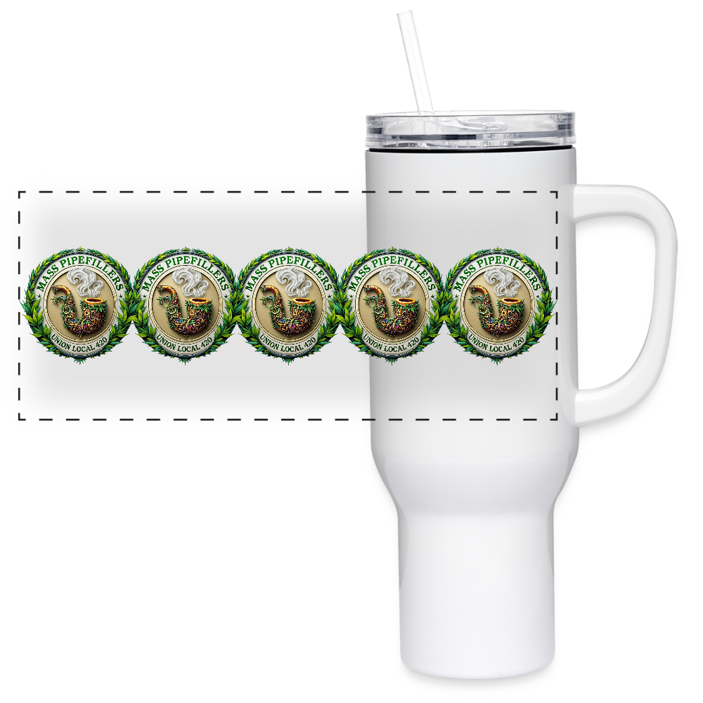 THE ORIGINAL MASS PIPEFILLERS UNION 420 40 oz Stainless Steel Travel Tumbler - white