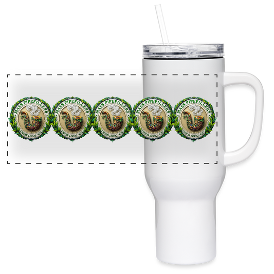 THE ORIGINAL MASS PIPEFILLERS UNION 420 40 oz Stainless Steel Travel Tumbler - white