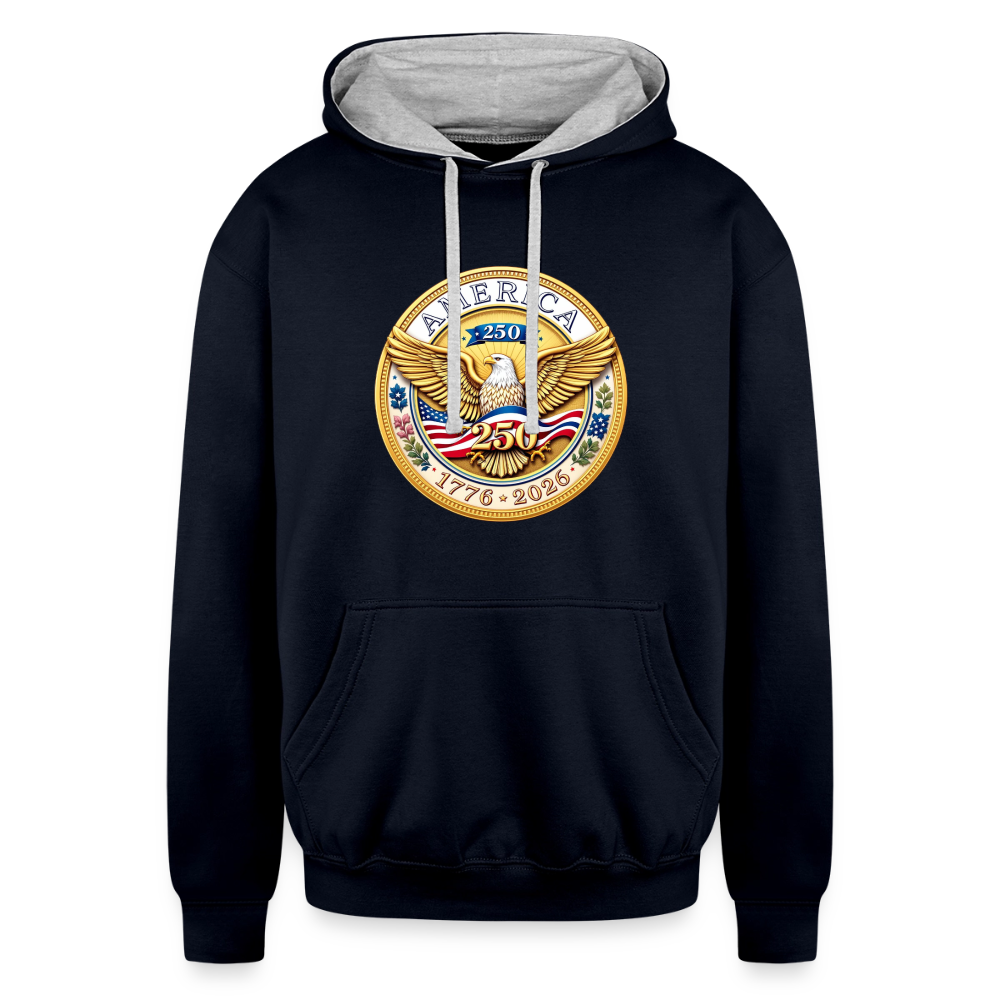 AMERICA 250 Contrast Hoodie - navy/heather gray