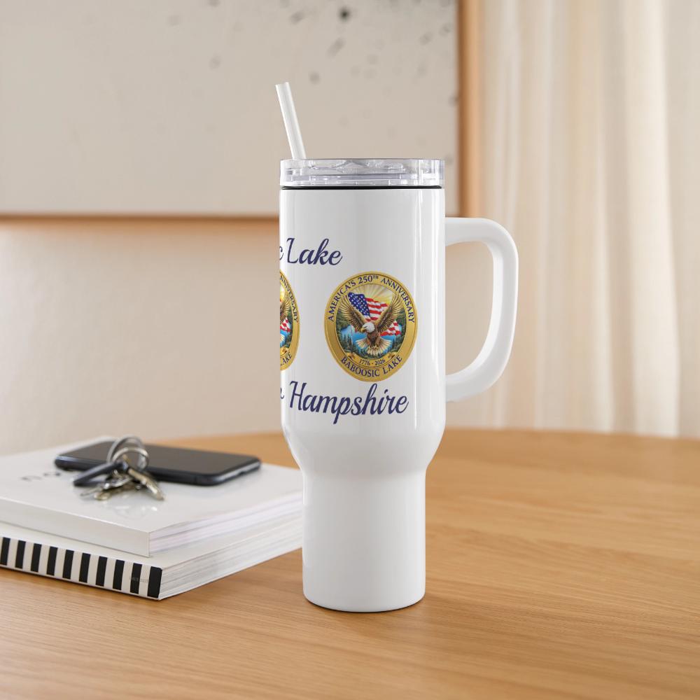 BABOOSIC LAKE AMERICA 250 40 oz STAINLESS STEEL Travel Tumbler - white