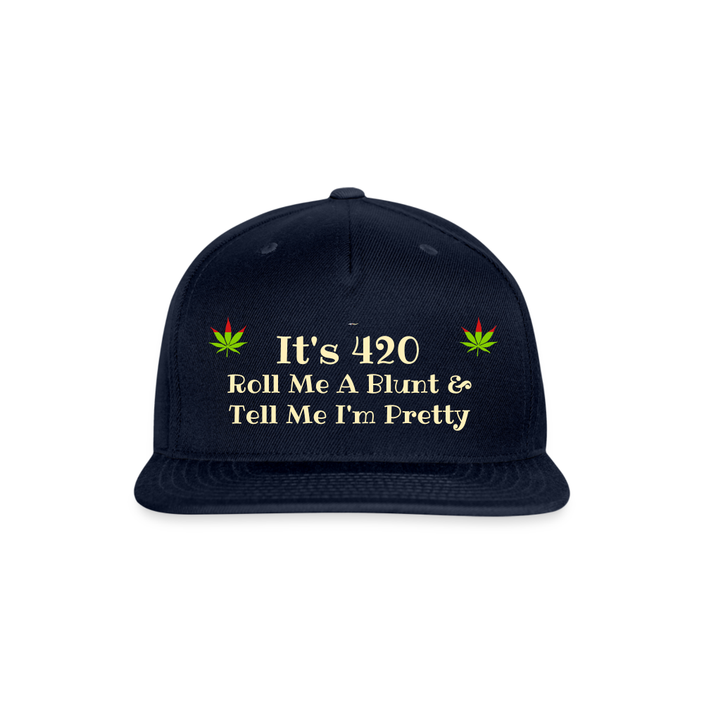 SIE CAPS "It's 420 Roll Me A Blunt" Authentic Snapback Baseball Cap - navy