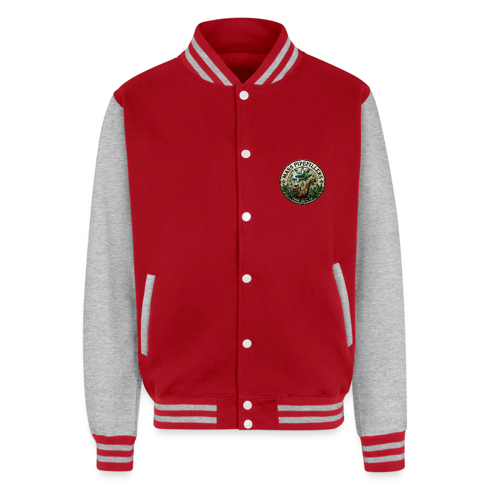THE ORIGINAL MASS PIPEFILLERS UNION LOCAL 420 Just Hoods Heavyweight Letterman Jacket - red/heather grey