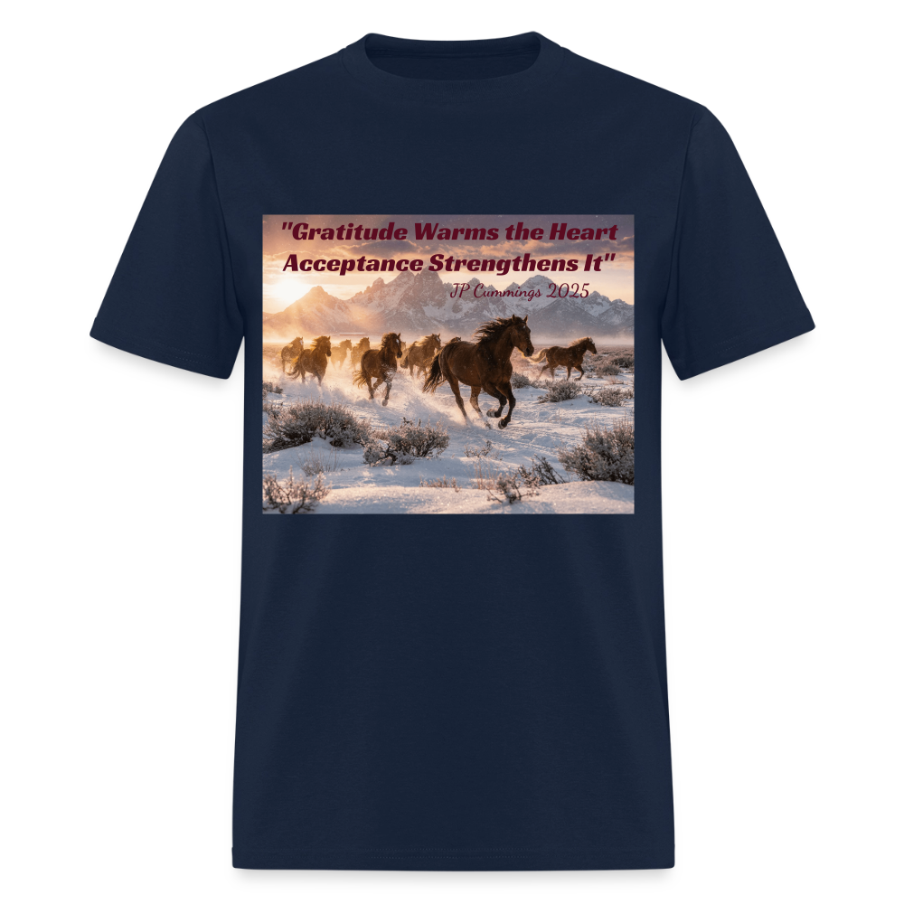 "GRATITUDE WARMS the HEART ACCEPTANCESTRENGHTENS It" JP Cummings 2025 - navy