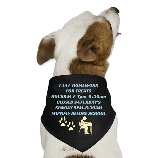 I EAT HOMEWORK FOR TREATS Dog Bandana - black