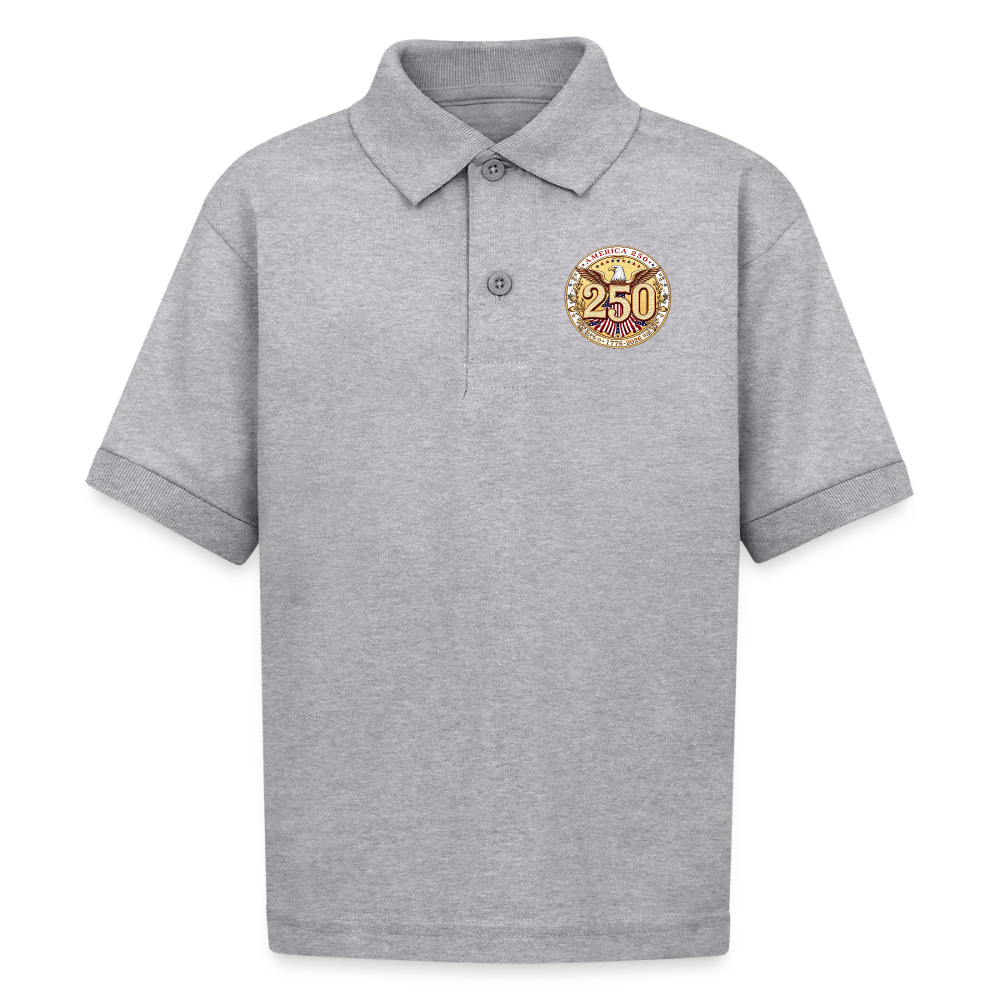 AMERICA 250 Gildan Kid's 50/50 Jersey Polo - heather gray