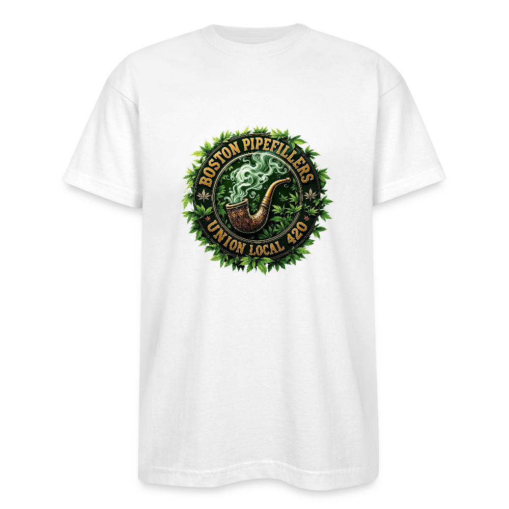 THE ORIGINAL BOSTON PIPEFILLERS UNION 420 Bayside Unisex Heavyweight USA Made T-Shirt - white