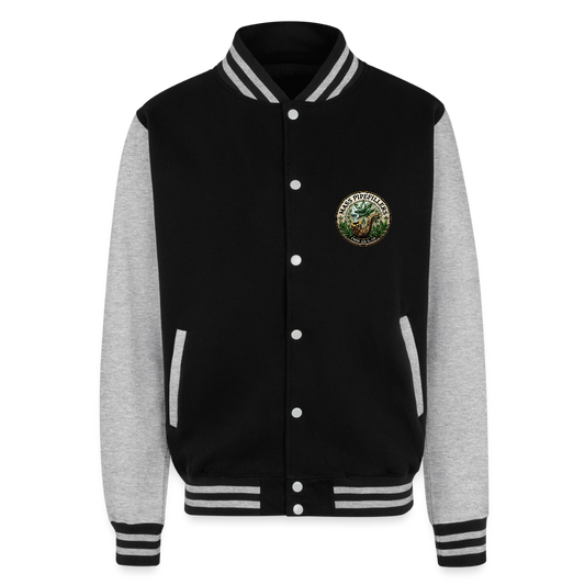 THE ORIGINAL MASS PIPEFILLERS UNION LOCAL 420 Just Hoods Heavyweight Letterman Jacket - black/heather grey