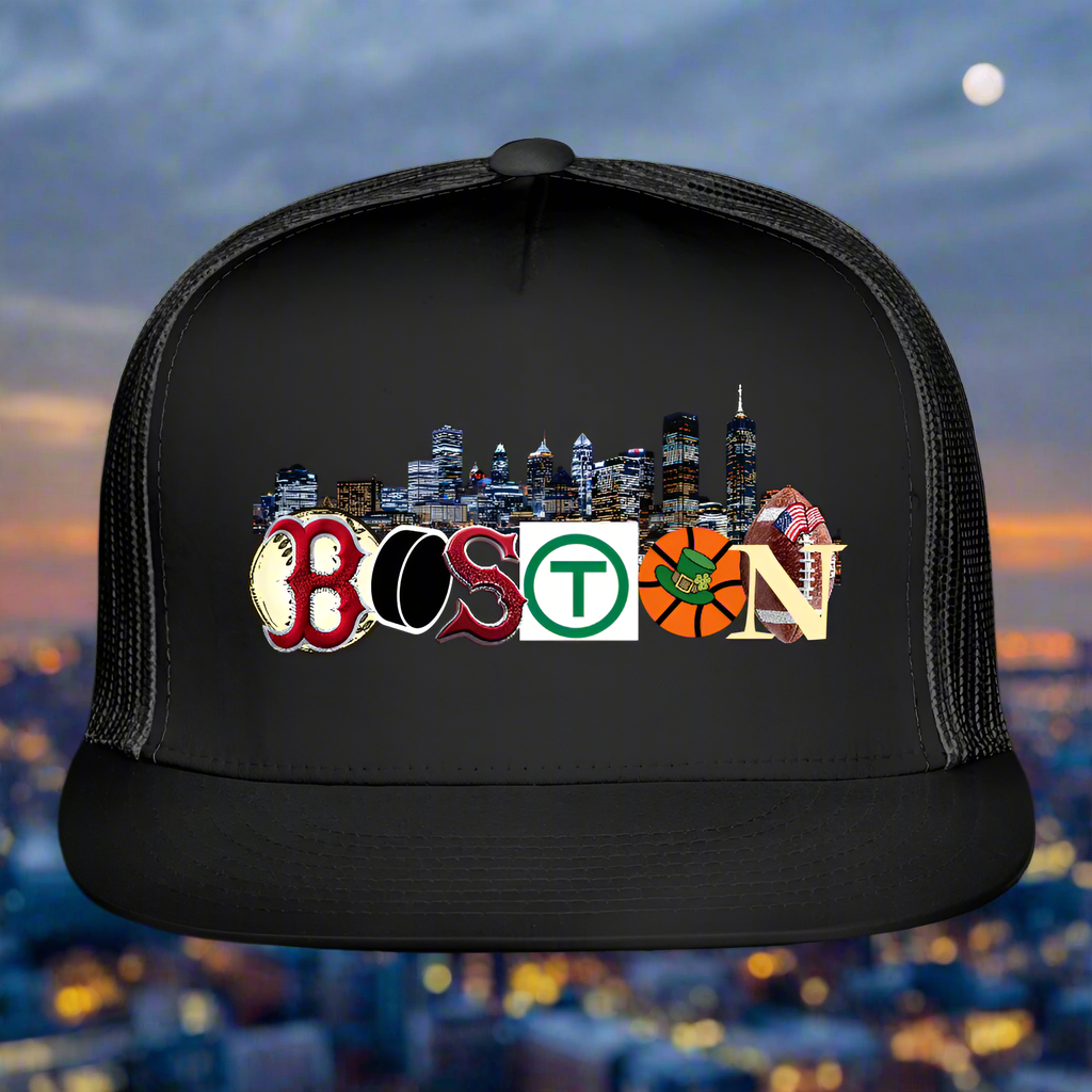 BOSTON SKYLINE AUTHENTIC Trucker Hat - black/black