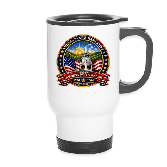 AMHERST CELEBRATES AMERICS'S 250th Stainless Steel Travel Mug - white