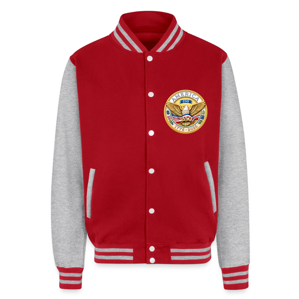 AMERICA 250 Unisex College Sweat Jacket - red/heather grey
