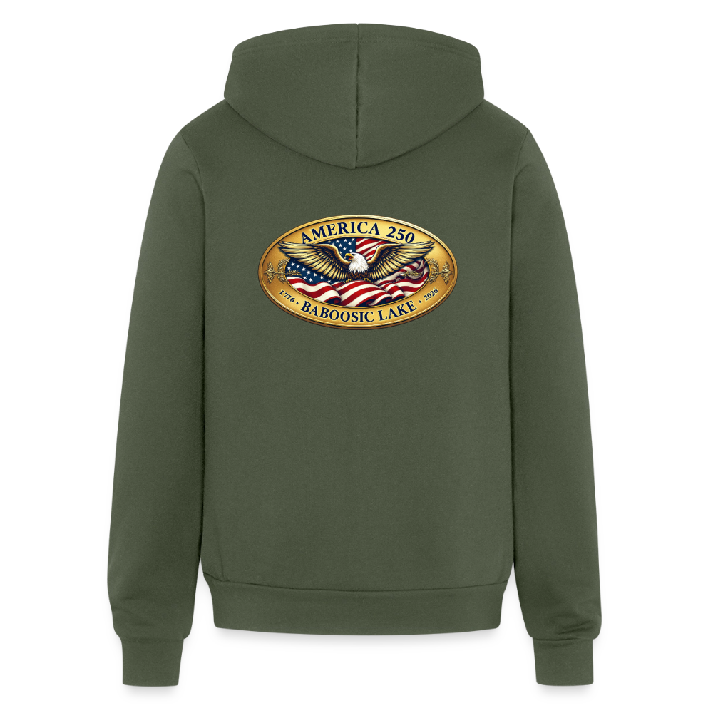 BABOOSIC LAKE AMERICA 250 FRONT/BACK EMBLEMS BELLA CANVAS Unisex Full Zip Hoodie - military green