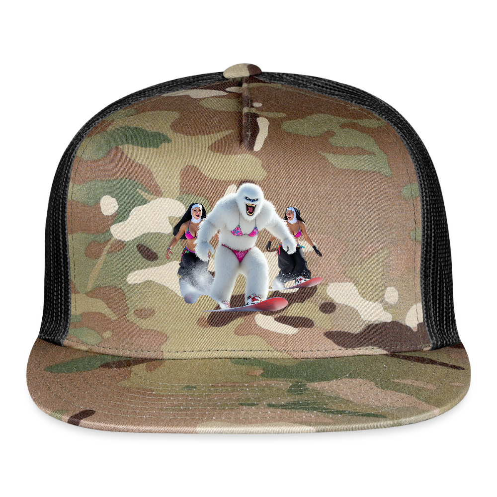Abominable & Nuns Snowboarders Trucker Hat - MultiCam\black