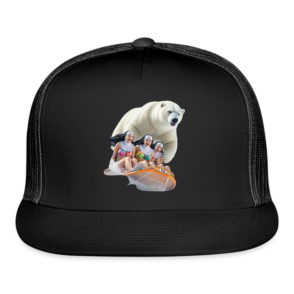 SKIBBIDI RIZZ SNOWBOARDIND NUN'S Trucker Hat - black/black