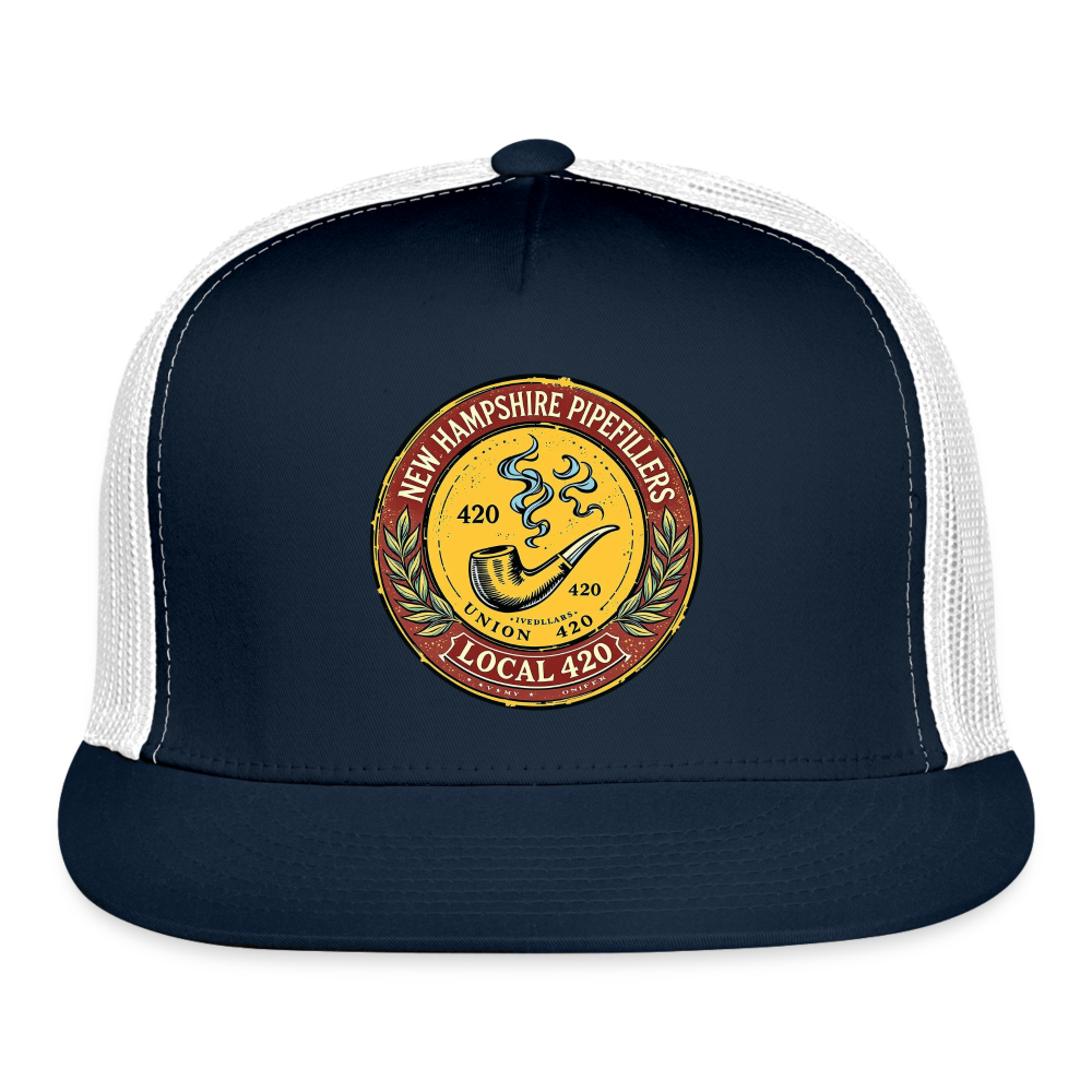 NEW HAMPSHIRE PIPEFILLERS UNION LOCAL 420 Camo Trucker Hat - navy/white