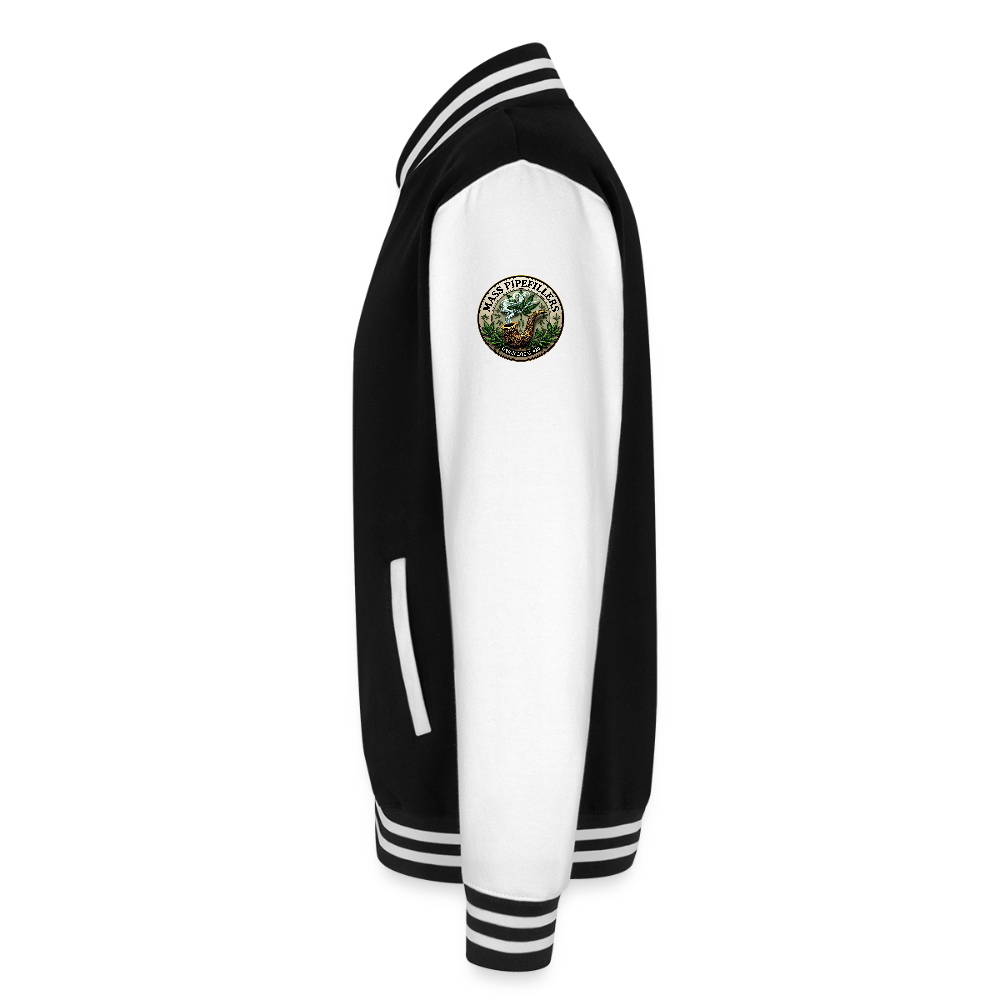 THE ORIGINAL MASS PIPEFILLERS UNION LOCAL 420 Just Hoods Heavyweight Letterman Jacket - black/white