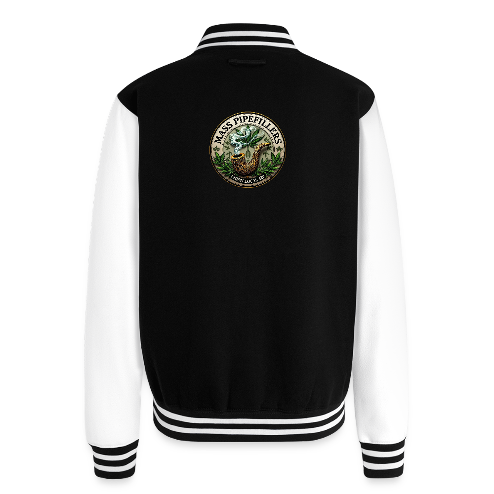 THE ORIGINAL MASS PIPEFILLERS UNION LOCAL 420 Just Hoods Heavyweight Letterman Jacket - black/white