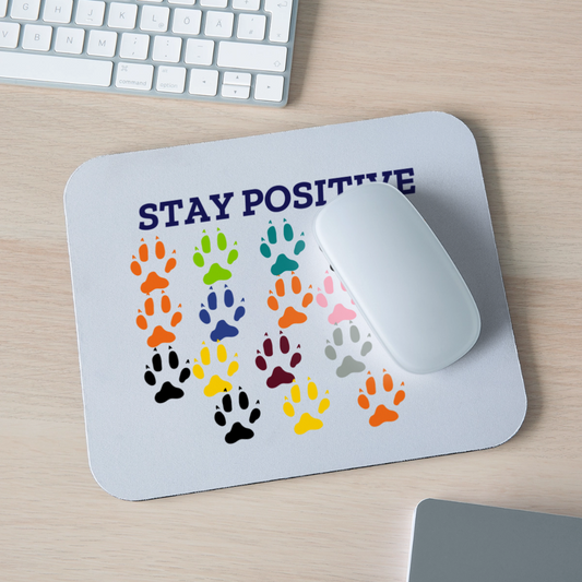 STAY PAWSITIVE Mouse pad Horizontal - white