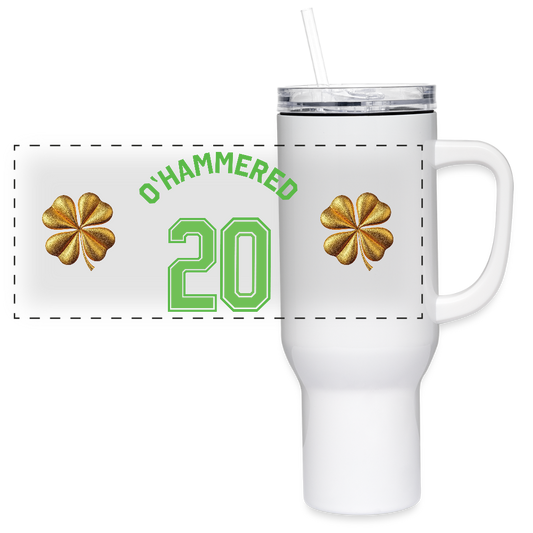 O'HAMMERED 40oz Stainless Steel Travel Mug - white