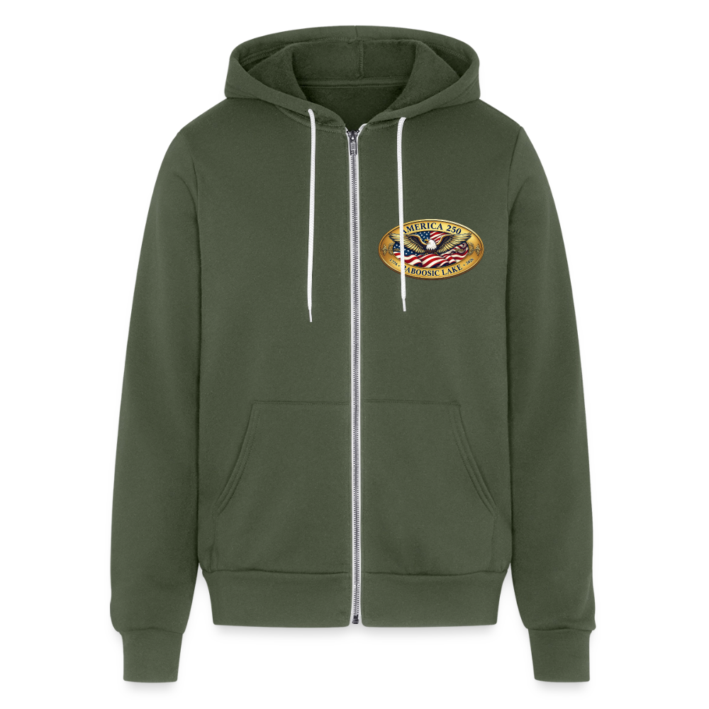 BABOOSIC LAKE AMERICA 250 FRONT/BACK EMBLEMS BELLA CANVAS Unisex Full Zip Hoodie - military green
