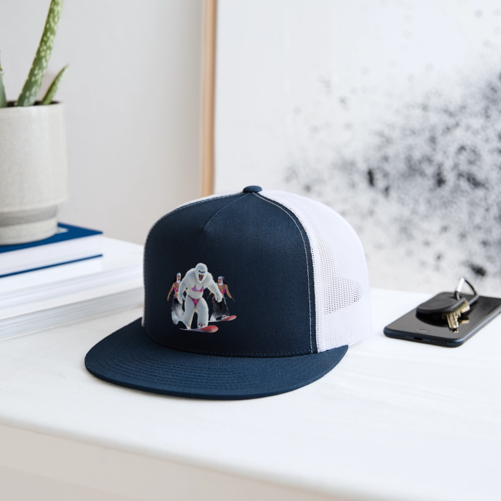 Abominable & Nuns Snowboarders Trucker Hat - navy/white